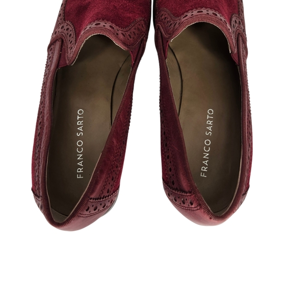 Franco Sarto Women's Leather & Suede Flats Loafers Size 9M Libby Red Wing Tips - Picture 10 of 13